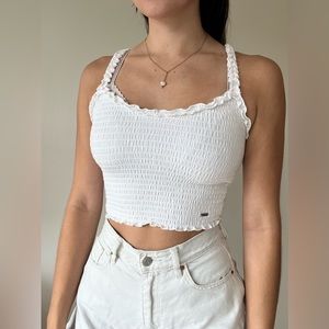 White Hollister Ruched Tank Top